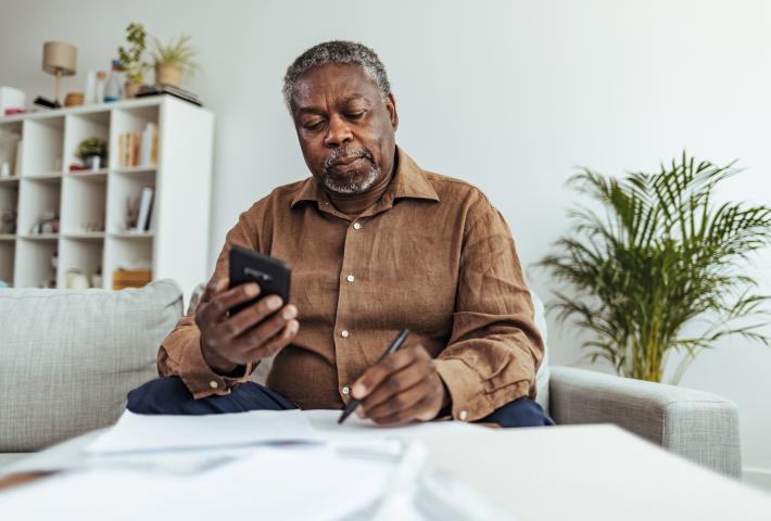 Man paying bills